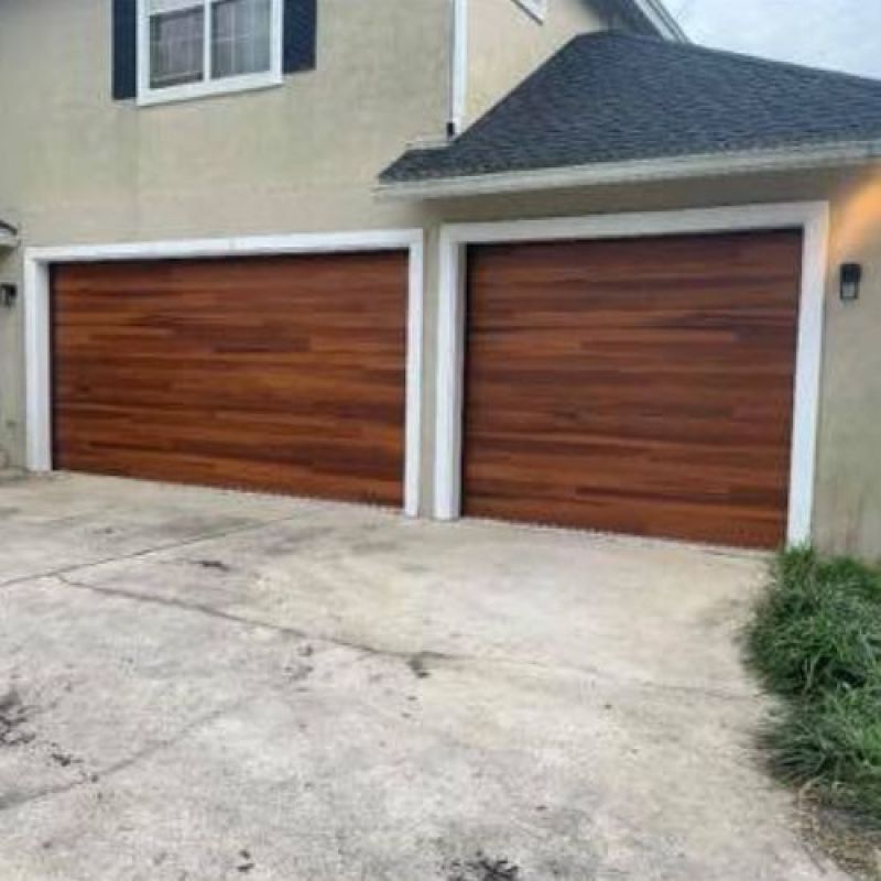 Wooden garage door installation Example